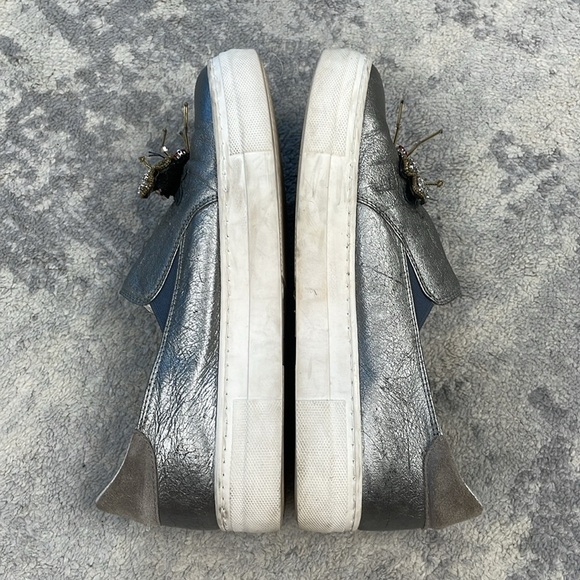 Valentina Rangoni Samurai Fashion Loafer Sneakers Metallic Silver Moth Beetle 9 - Picture 9 of 16
